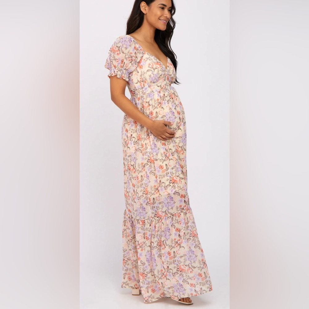 SOLD Pink Blush maternity Floral Maxi